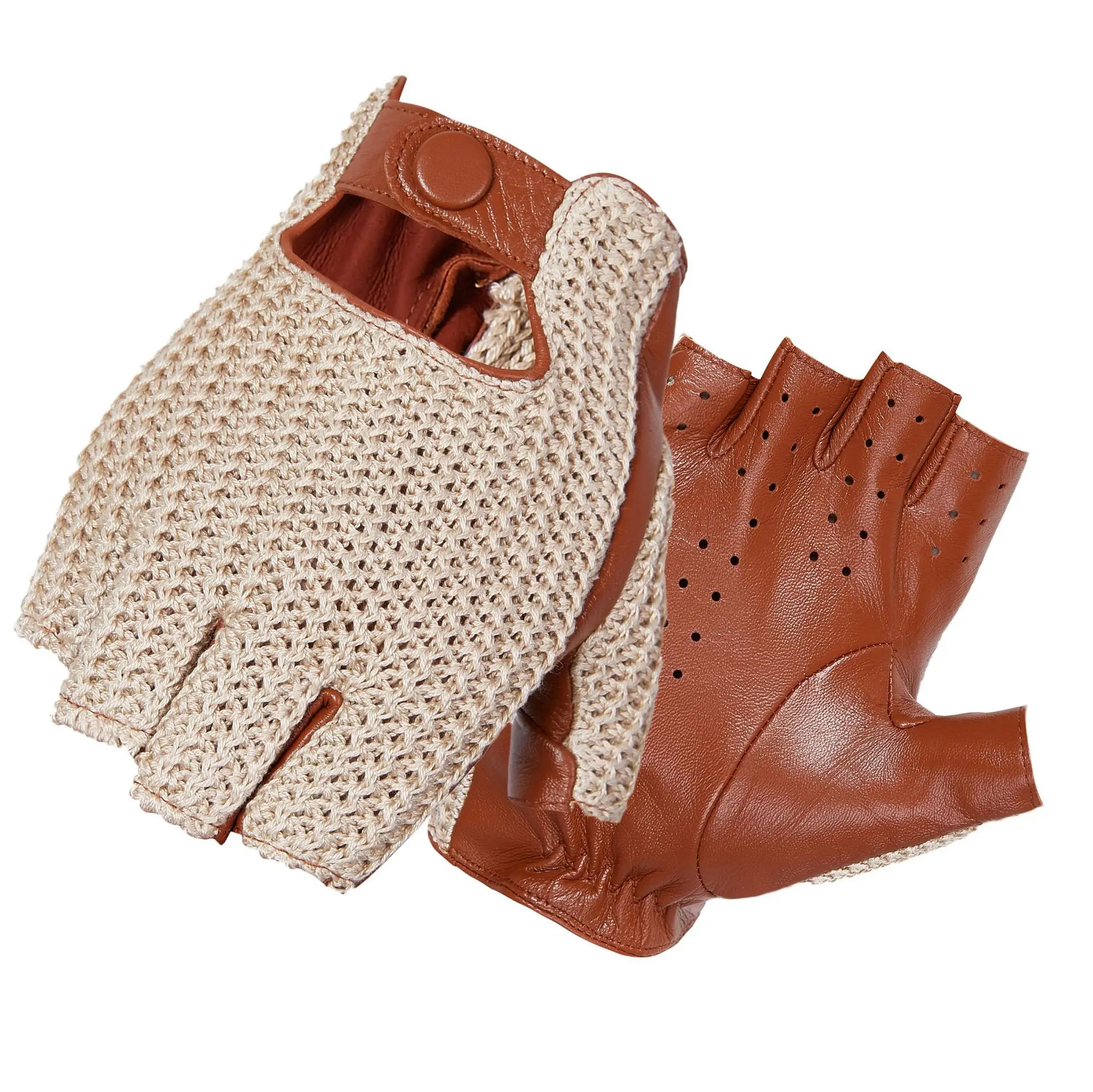 Leather Driving Glove - Guantes cortos de cuero genuino para