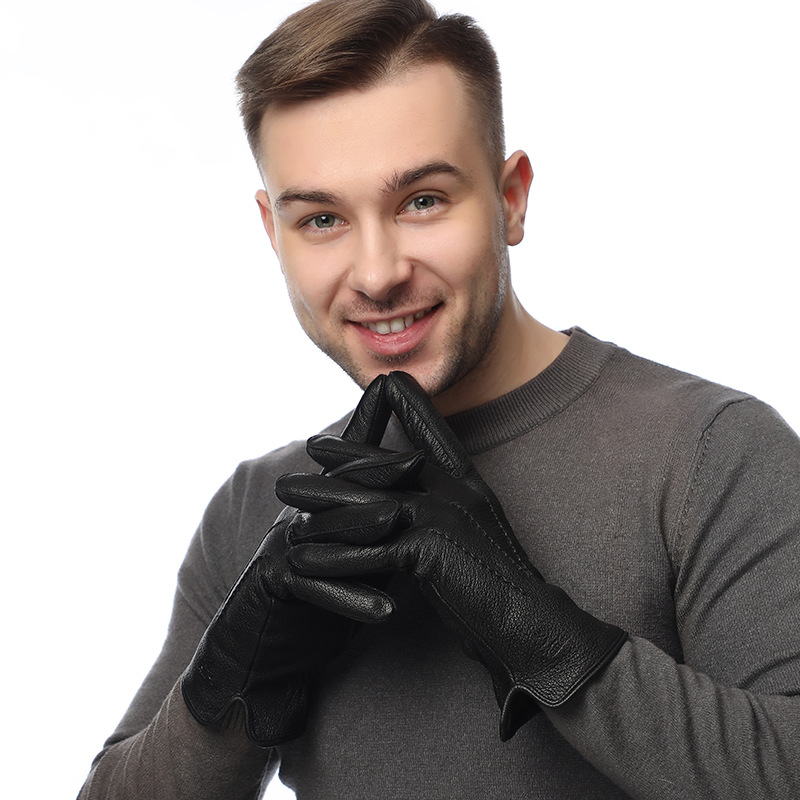 Wool Glove Lined - Guantes de cuero sintético con forro