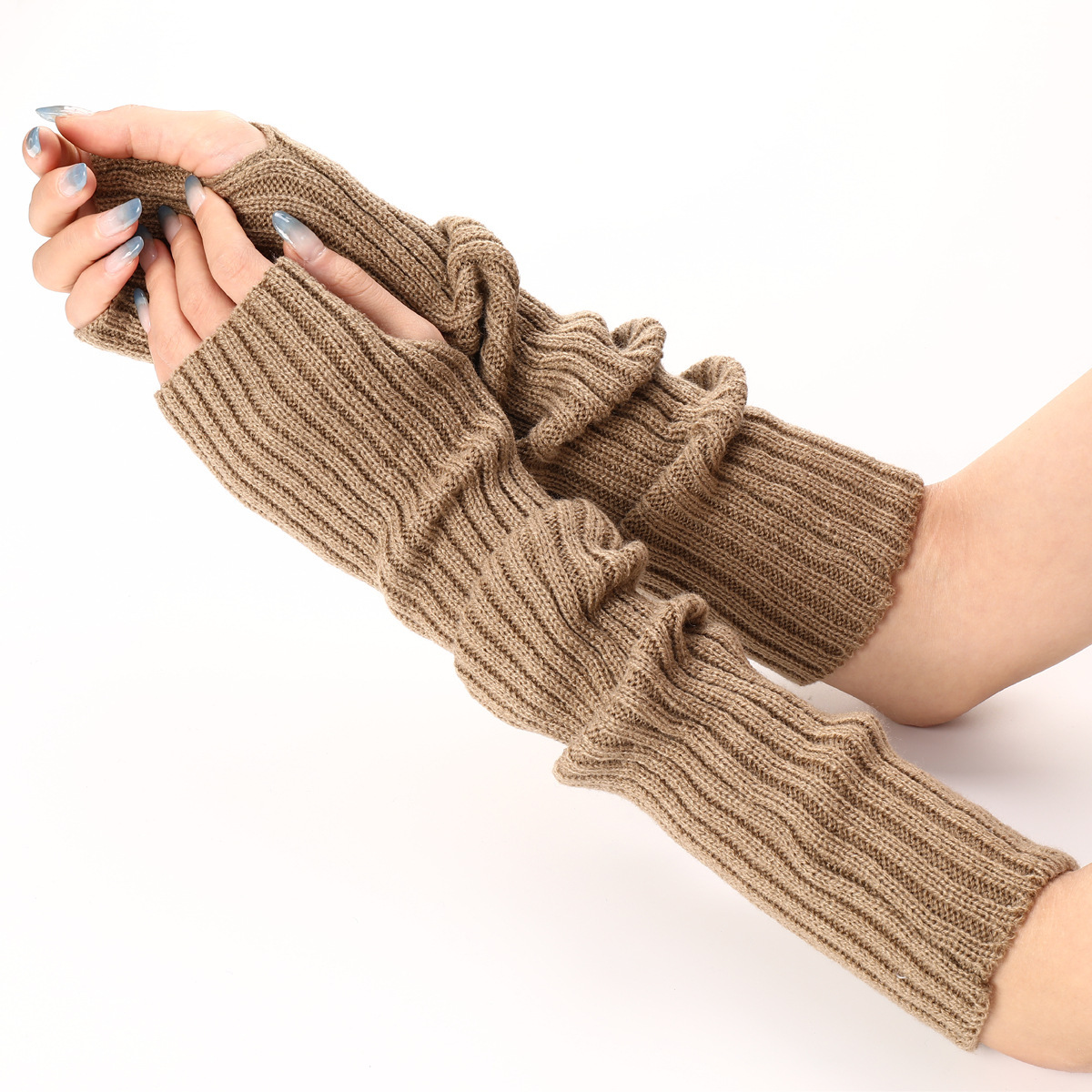 Fingerless Glove Knit - Calentadores de brazos sin dedos de