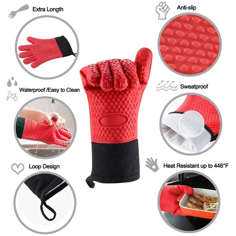 1/2 Piezas Guantes de Silicona - Oven Mitt Silicone reseña y precio