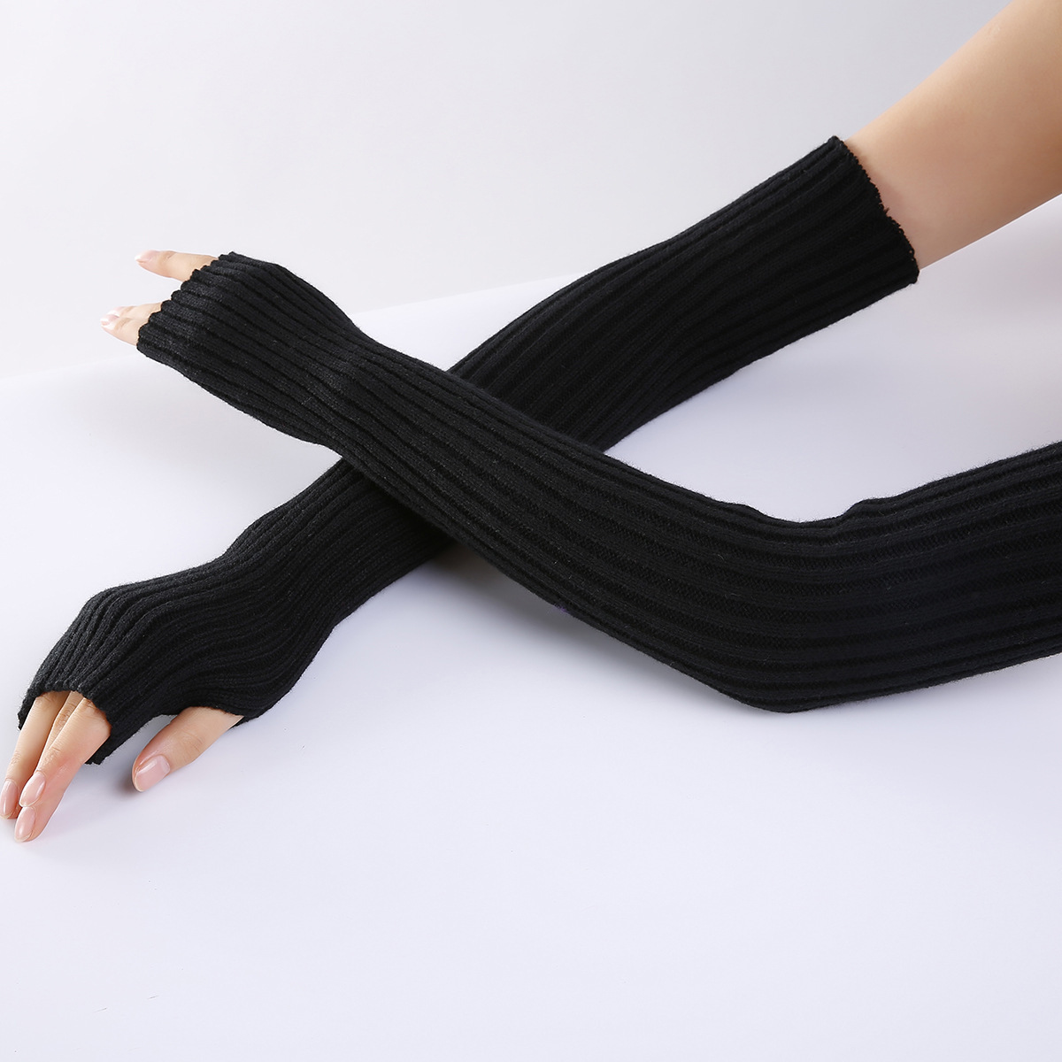 Calentadores de brazos sin ded - Fingerless Glove Knit reseña y precio